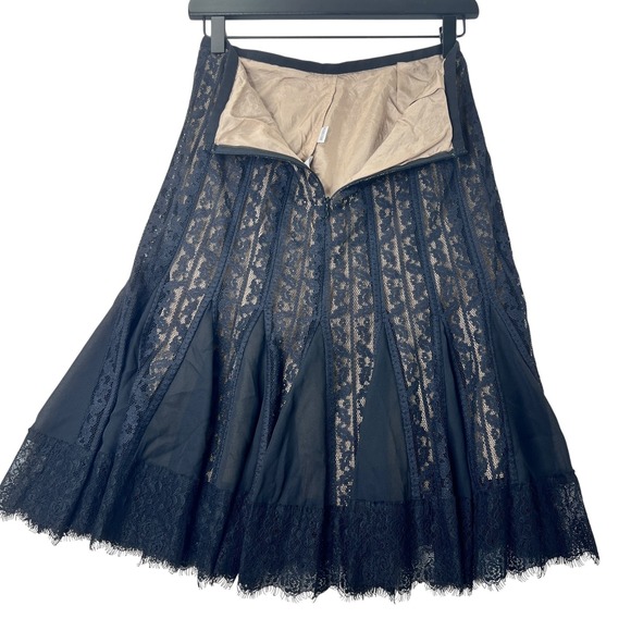 Ann Taylor LOFT Black Floral Lace A-Line Skirt 2P Paneled Eyelash Trim Romantic - Picture 4 of 9